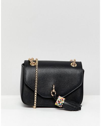black evening bag with strap