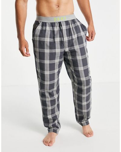 DKNY Jays Check Lounge Bottoms in Grey 