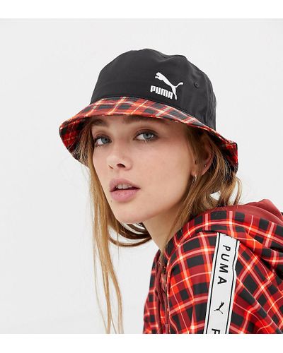 Cappello da pescatore rosso a quadriPUMA in Materiale sintetico di colore  Rosso | Lyst