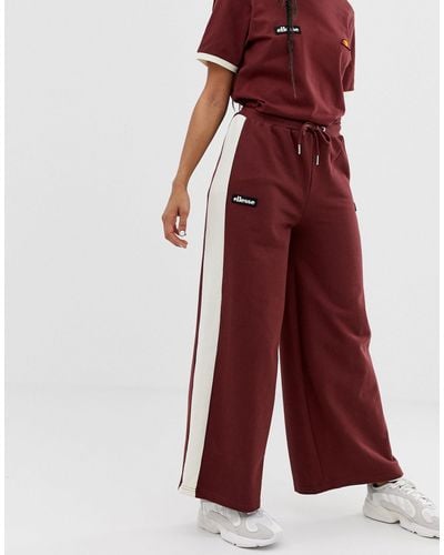 Ellesse Cotton Tracksuit Bottoms With Side Logo in Red - Lyst