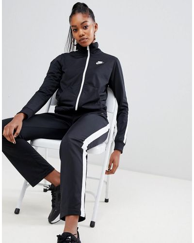 Nike Synthetic Side Stripe Tracksuit Co-ord Set in Black - Lyst