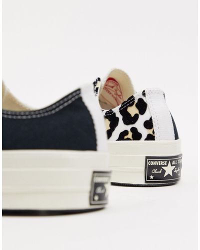 converse chuck 70 ox flocked leopard print sneakers in black