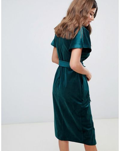 Closet Velvet Wrap Dress In Emerald ...