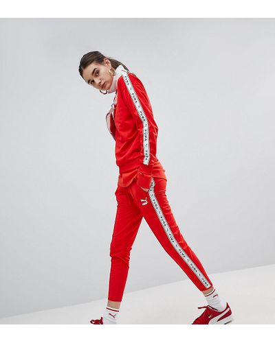 Pantaloni sportivi rossi con riga laterale nastrata di PUMA in Rosso | Lyst