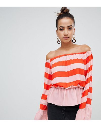 red flare sleeve top