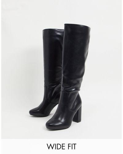 Botas por la rodilla negras sin cierres dileni Raid Wide Fit de color Negro  | Lyst