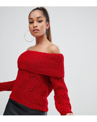 red bardot jumper