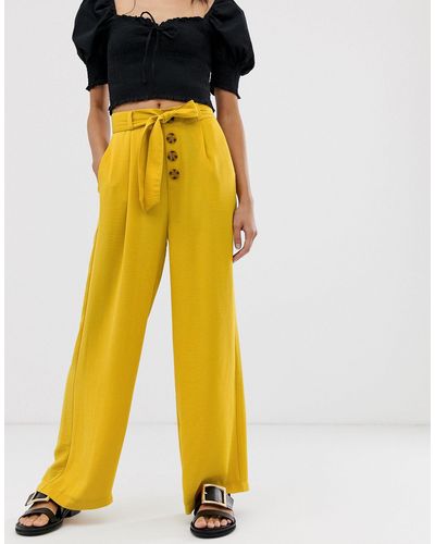 Pantalones palazzo amarillos Stradivarius de Denim de color Amarillo | Lyst