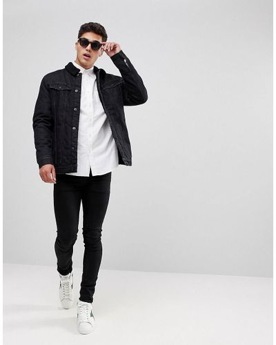 stradivarius black denim jacket