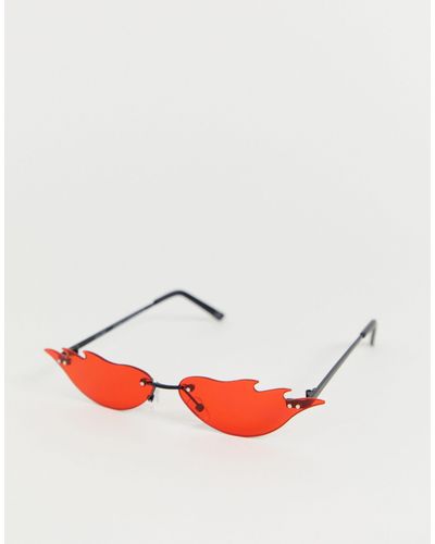 Occhiali alla moda con lenti rosse e design a fiammeASOS in Denim di colore  Nero | Lyst