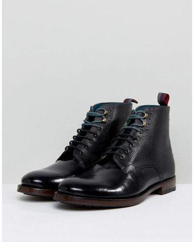 Ted Baker Leather Dhavin Lace Up Boots in Black for Men - Lyst