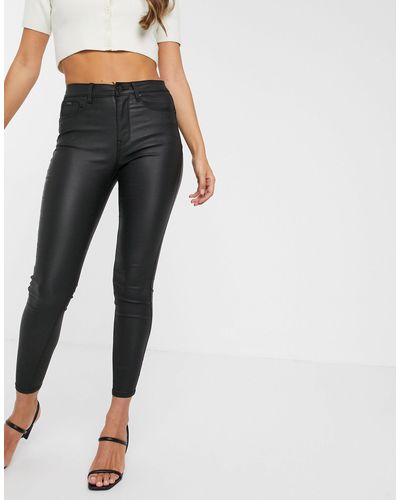 Stradivarius Denim Push Up Coated Jeans in Black | Lyst