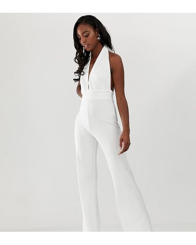 Tuta jumpsuit bianca allacciato al colloJohn Zack in Pizzo di colore Bianco  | Lyst