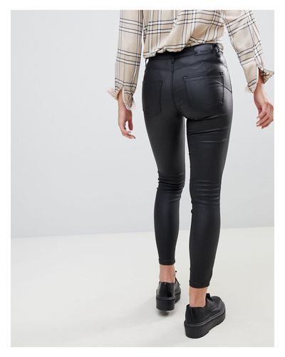Stradivarius Denim Coated Push Up Jean-black | Lyst