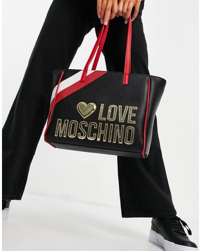 Love Moschino Large Logo Tote Bag in Black - Lyst
