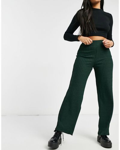 Monki Sissela Rib Wide Leg Jersey Pant 