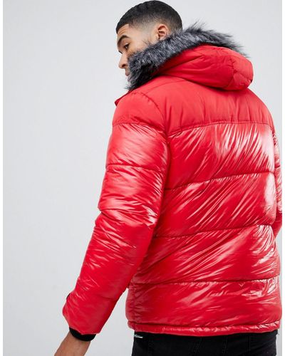 river island red puffer coat