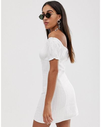 bershka white long sleeve dress