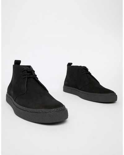 Botas de media caa en ante negro Hawley de Fred Perry de Ante de color  Negro para hombre | Lyst