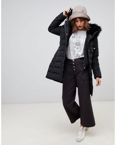 Plumífero largo Stradivarius de color Negro | Lyst
