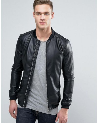 perforated leather bomber jacket