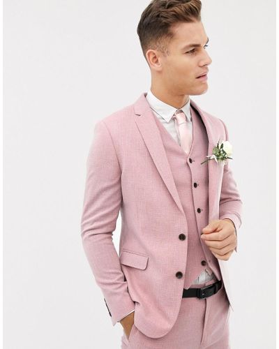 Chaqueta de traje ajustada con pespuntes en rosa té ASOS de Tejido  sintético de color Rosa para hombre | Lyst