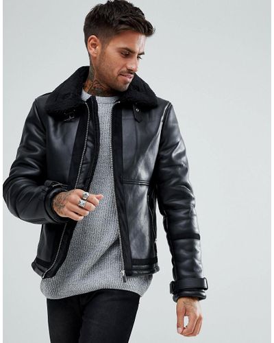 fleece lined aviator jacket mens