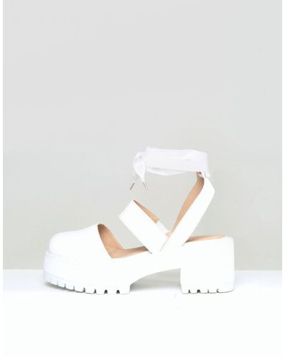 white low chunky heels