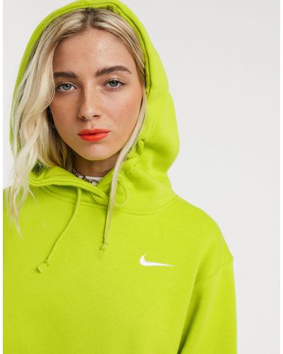 nike mini swoosh oversized sweatshirt yellow