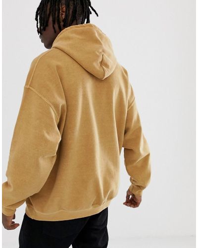 Reclaimed (vintage) Cotton Inspired Oversized Hoodie In Mustard Overdye in  Beige (Natural) for Men - Lyst