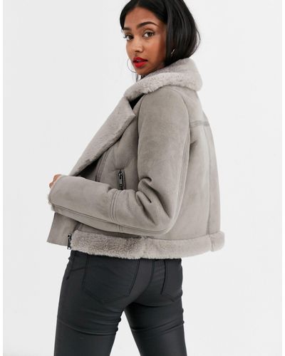 grey suede aviator jacket