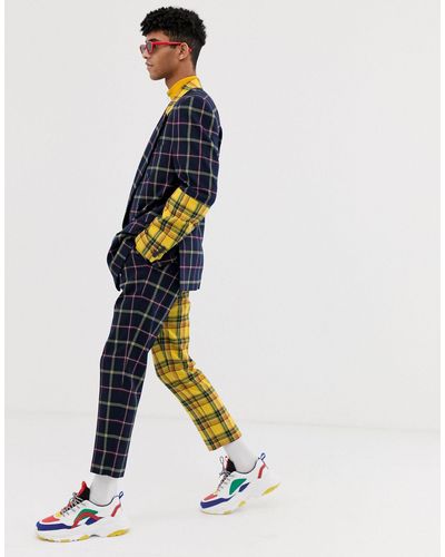 Pantaloni da abito a sigaretta a quadri gialli a contrastoASOS in Cotone da  Uomo colore Blu | Lyst