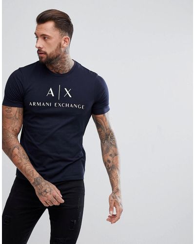 Armani Exchange Slim Fit Ax Chest Logo T-shirt In Navy in Blue for Men -  Lyst