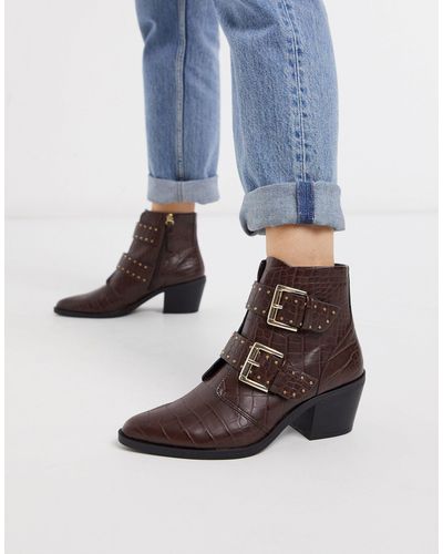 croc buckle boots