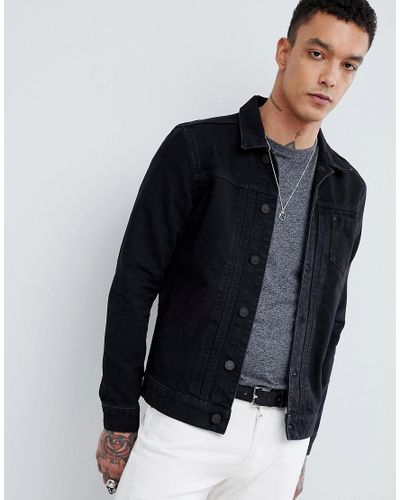 AllSaints Denim Jacket In Black for Men - Lyst
