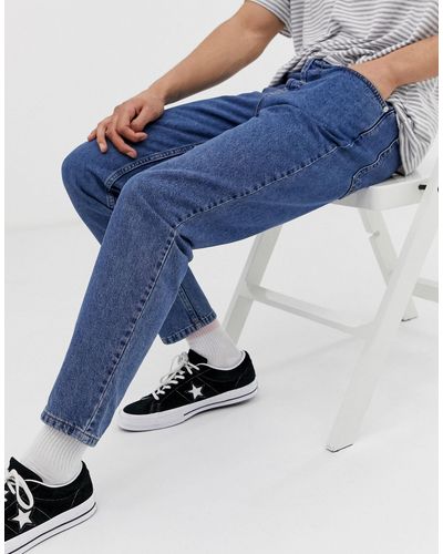 Solid Denim Tapered Dad Fit Jeans in Blue for Men | Lyst Australia