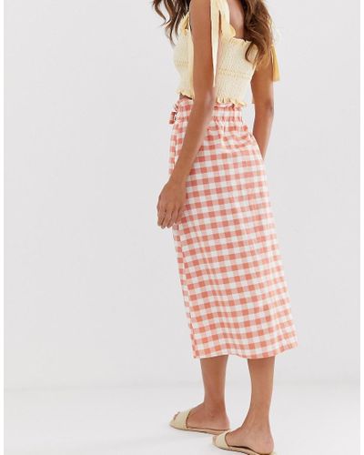 Falda de vichy rústica en rosa Stradivarius de Denim de color Rosa | Lyst