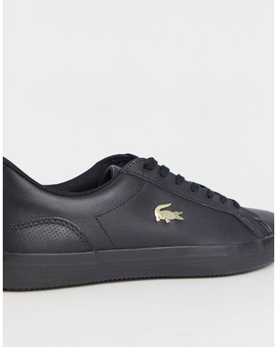 lacoste lerond gold croc trainers in white
