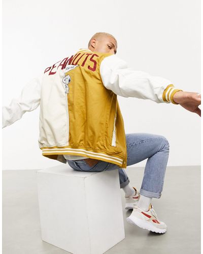 Bershka Peanuts Varsity Bomber Jacket for Men - Lyst