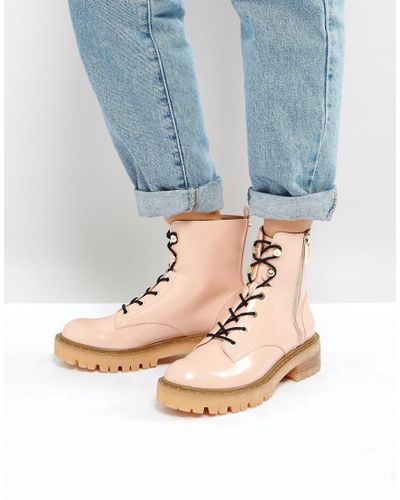 Stradivarius Lace Up Ankle Boots in Pink | Lyst