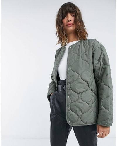 Mango Quilted Puffer Jacket in Green - Lyst