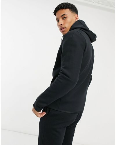 nike tech fleece zip through hoodie in black