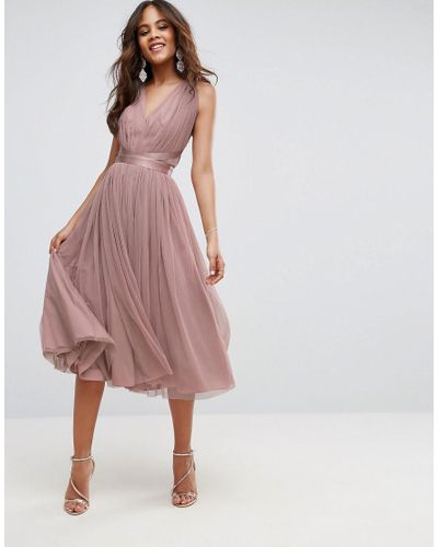 tulle mini prom dress with ribbon ties