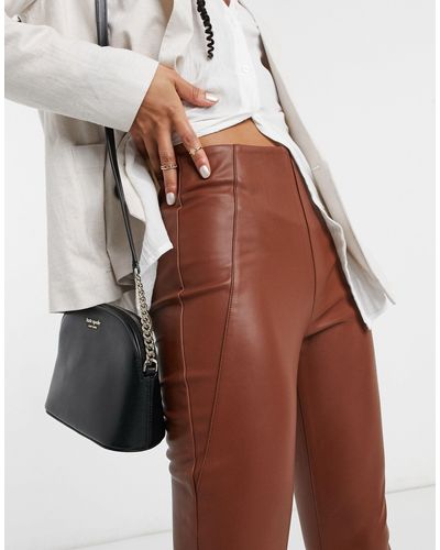 Vila Leather-look leggings in Brown | Lyst Australia