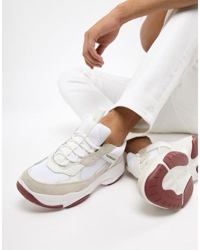 Calvin Klein Denim Marvin Chunky Sole Sneakers In White for Men - Lyst