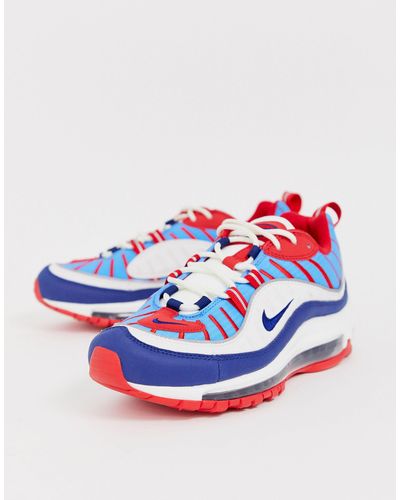 nike air max 98 trainers summit white blue void red