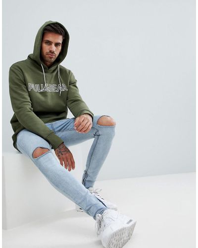 pull and bear hoodie green