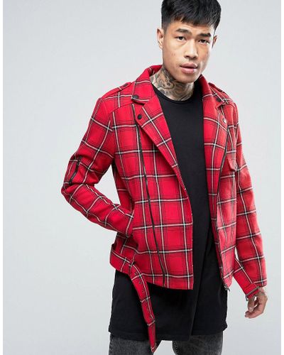 plaid biker jacket