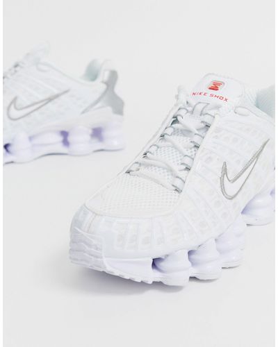 all white leather nike shox