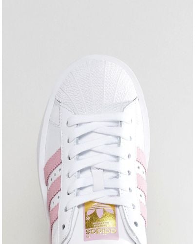adidas Originals Leather Originals White And Pink Superstar Bold ... صور روجر